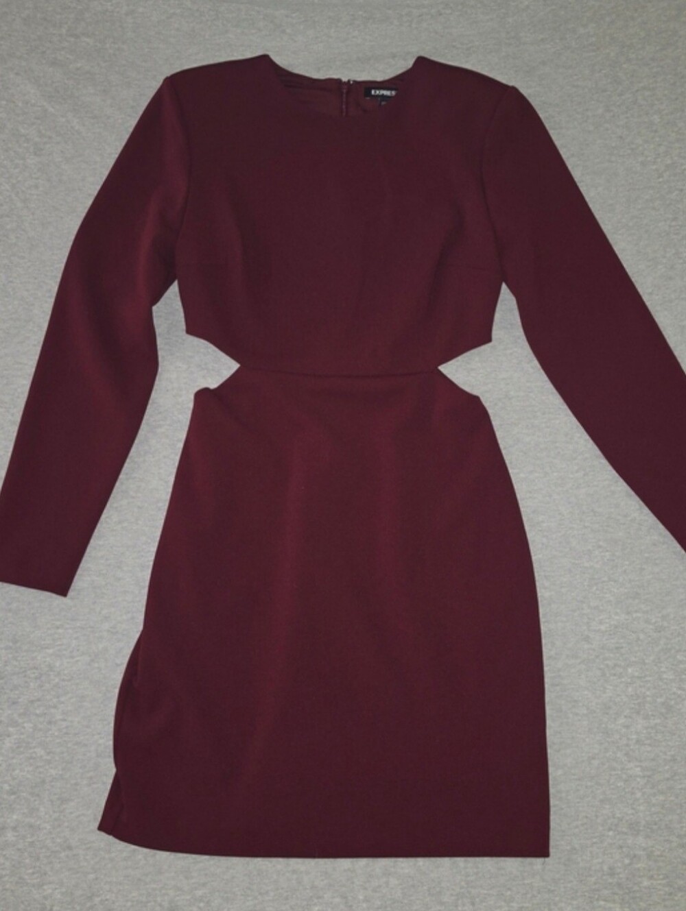 Express Women's Wine Cutout Long Sleeve Structured Dress - Picture 5 of 5